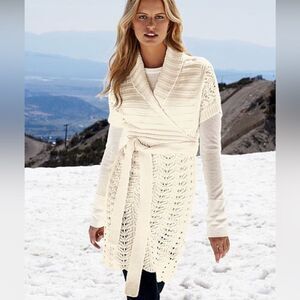 ✨Moda International VS Y2K Sweater Sz XL Cream Cable Knit Wool Dress✨